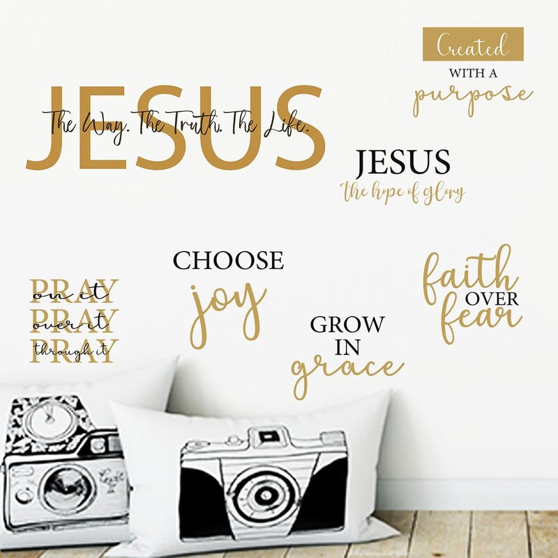 BBTO Bible Verse Wall Stickers Inspirational Quote Wall Decals Religious Motivational Scripture Sticker Peel and Stick for Bedroom Living Room Office Bathroom(Faith Over Fear) - Image 5